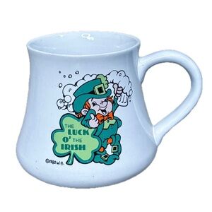Vintage Leprechaun Mug Cup Wide Base Irish Luck St Patricks Day Funny Whimsical